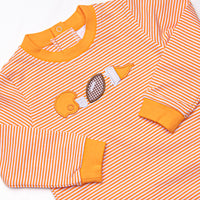 Down, Set, Hike Applique Short Romper, Orange