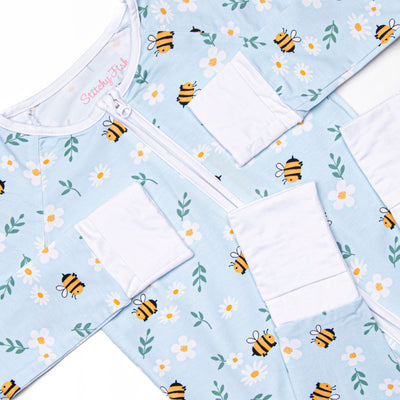 Bumble Bee Blues Bamboo Zippy Pajama, Blue