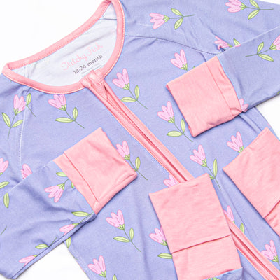 Tulip Blooms Bamboo Zippy Pajama, Purple