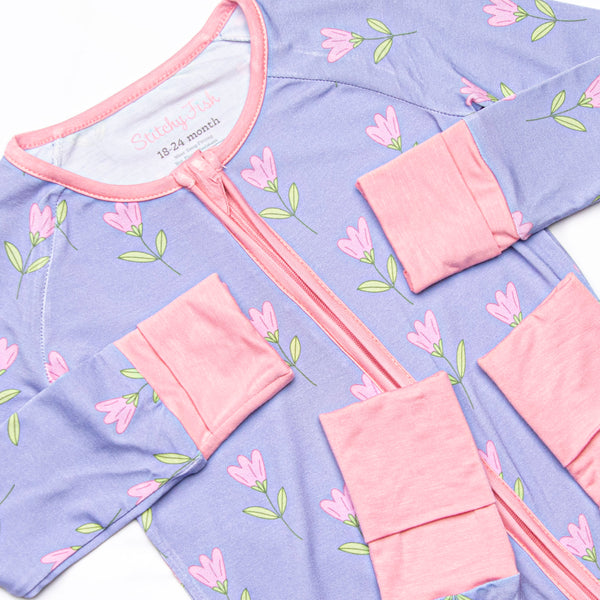 Tulip Blooms Bamboo Zippy Pajama, Purple