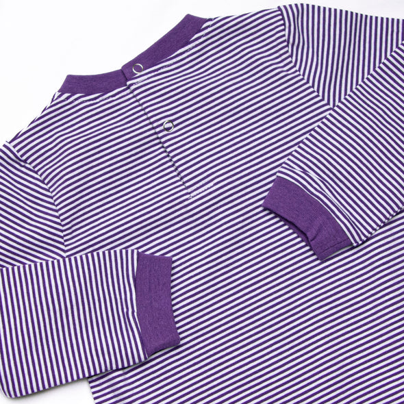 Down, Set, Hike Applique Short Romper, Purple
