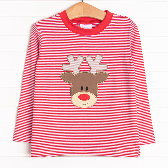 Ralphie the Reindeer Applique Top, Red