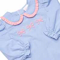 French Knot Frills Embroidered Diaper Set, Blue