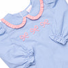 French Knot Frills Embroidered Diaper Set, Blue