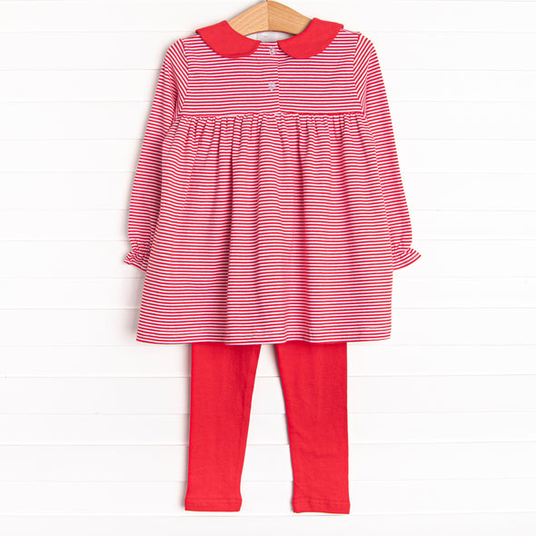Rosey the Reindeer Applique Legging Set, Red