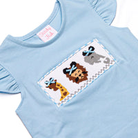 Jungle Jamboree Smocked Ruffle Short Set, Blue