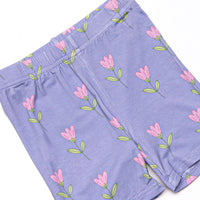 Tulip Blooms Bamboo Pajama Short Set, Purple