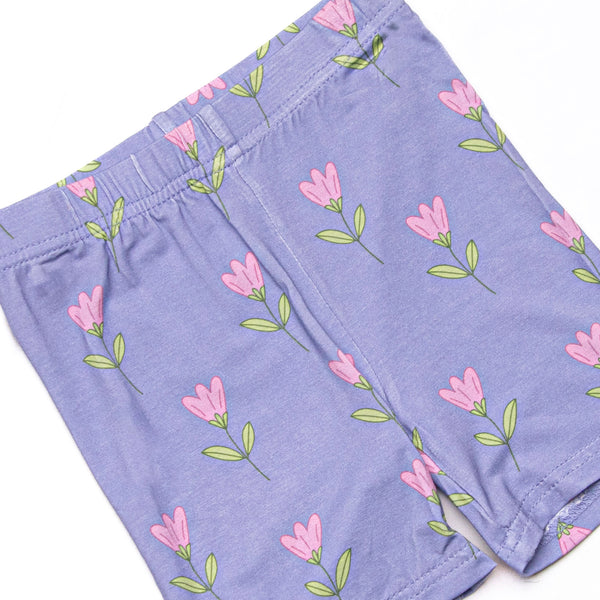 Tulip Blooms Bamboo Pajama Short Set, Purple