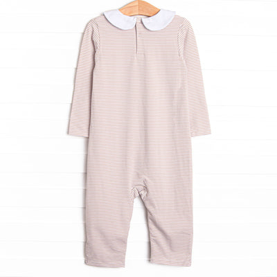 Elliot Romper, Tan Stripe