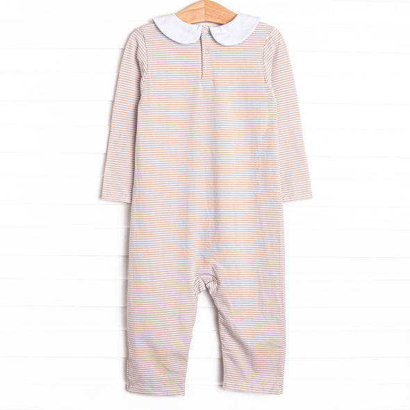 Elliot Romper, Tan Stripe