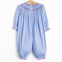 Christmas Claus Smocked Romper, Blue