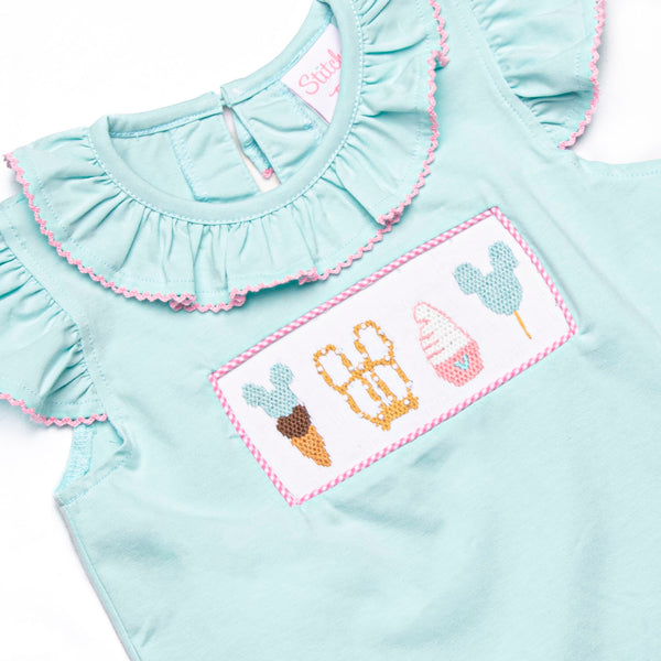 Main Street Treats Smocked Ruffle Short Set, Mint