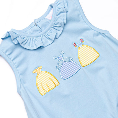 Enchanted Gowns Applique Ruffle Bubble, Blue