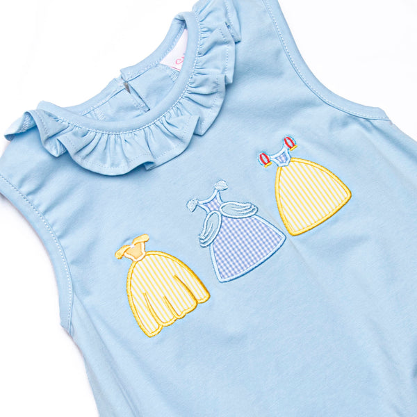 Enchanted Gowns Applique Ruffle Bubble, Blue