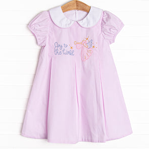 Joy to the World Embroidered Dress, Pink