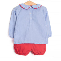 Chasing Tails Applique Bloomer Set, Blue