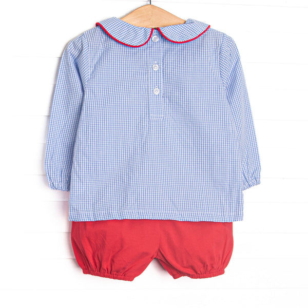 Chasing Tails Applique Bloomer Set, Blue