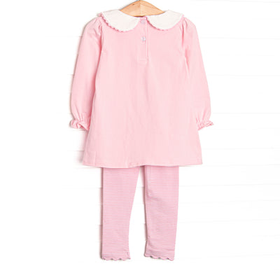 Berry Bows Applique Legging Set, Pink