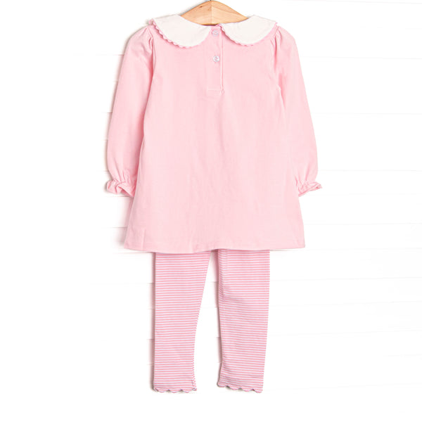 Berry Bows Applique Legging Set, Pink