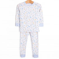Penelope Petals Bamboo Pajama Set, Blue