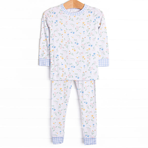 Penelope Petals Bamboo Pajama Set, Blue