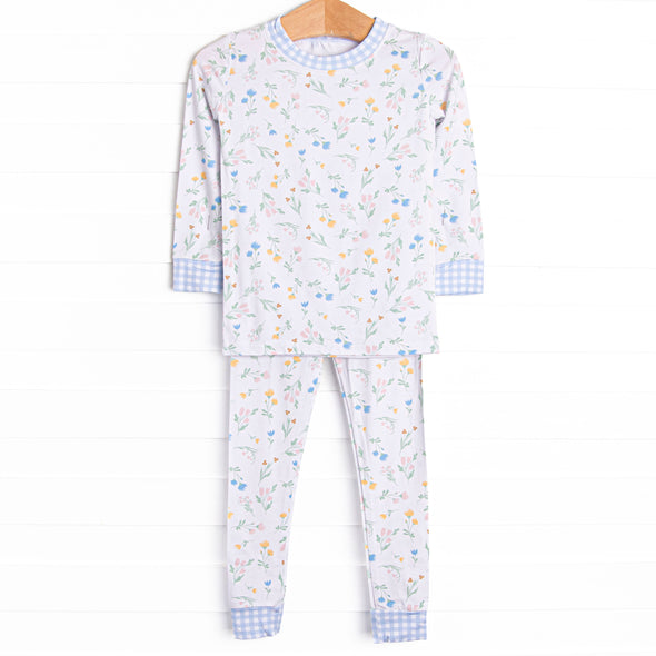 Penelope Petals Bamboo Pajama Set, Blue