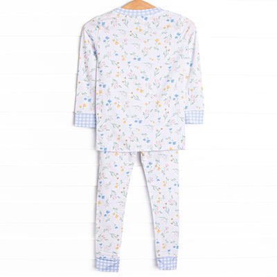 Penelope Petals Bamboo Pajama Set, Blue