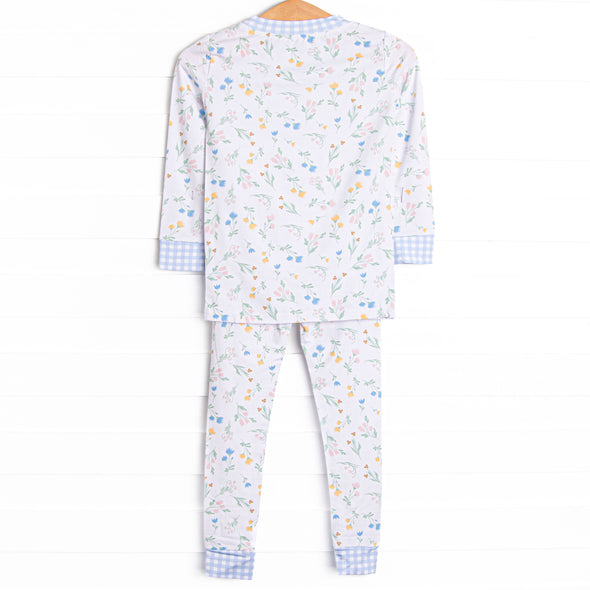 Penelope Petals Bamboo Pajama Set, Blue