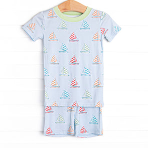 Southern Shores Bamboo Pajama Short Set, Blue