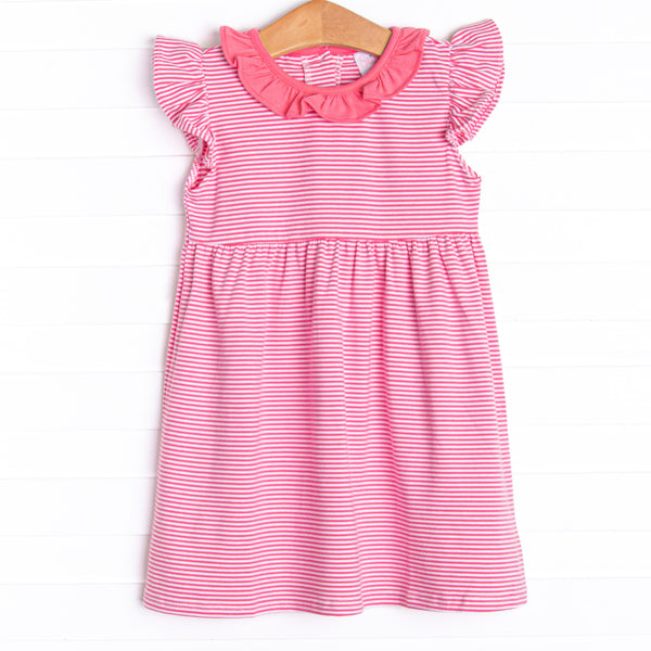 Hannah Dress, Pink Stripe