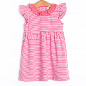 Hannah Dress, Pink Stripe