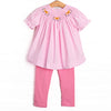 Spooky Spider Smocked Legging Set, Pink Gingham