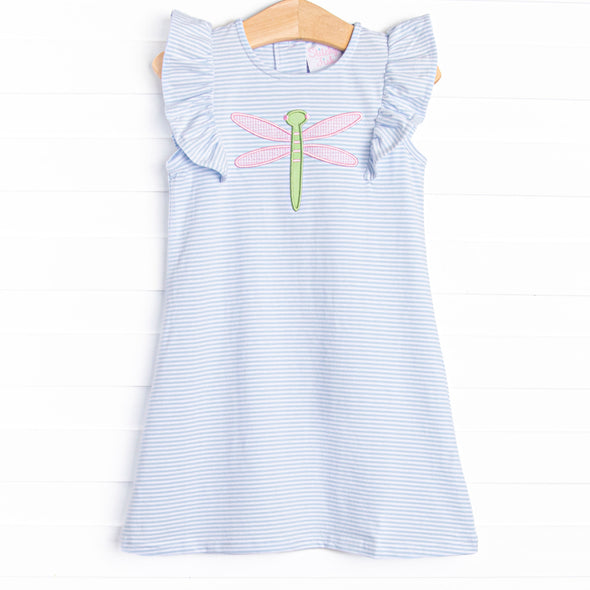 Dragonfly Days Applique Dress, Blue