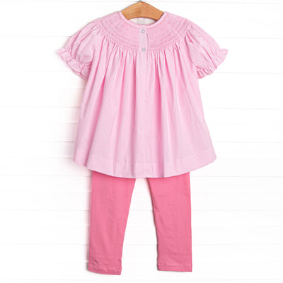 Spooky Spider Smocked Legging Set, Pink Gingham