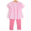 Spooky Spider Smocked Legging Set, Pink Gingham