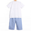 Spooky Spider Smocked Pant Set, Blue Gingham
