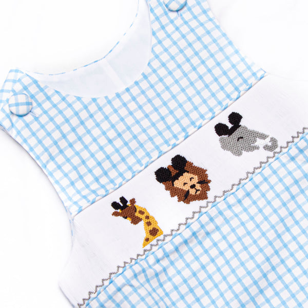 Jungle Jamboree Smocked Boy Bubble, Blue