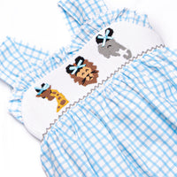 Jungle Jamboree Smocked Girl Bubble, Blue
