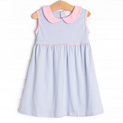 Marcella Pima Dress, Blue Stripe