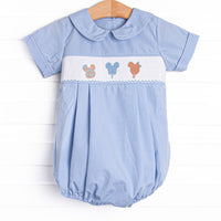 Charming Treats Smocked Bubble, Blue Gingham