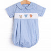Charming Treats Smocked Bubble, Blue Gingham