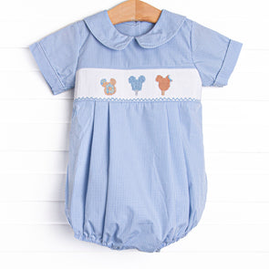 Charming Treats Smocked Bubble, Blue Gingham