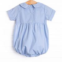 Charming Treats Smocked Bubble, Blue Gingham