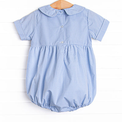 Charming Treats Smocked Bubble, Blue Gingham