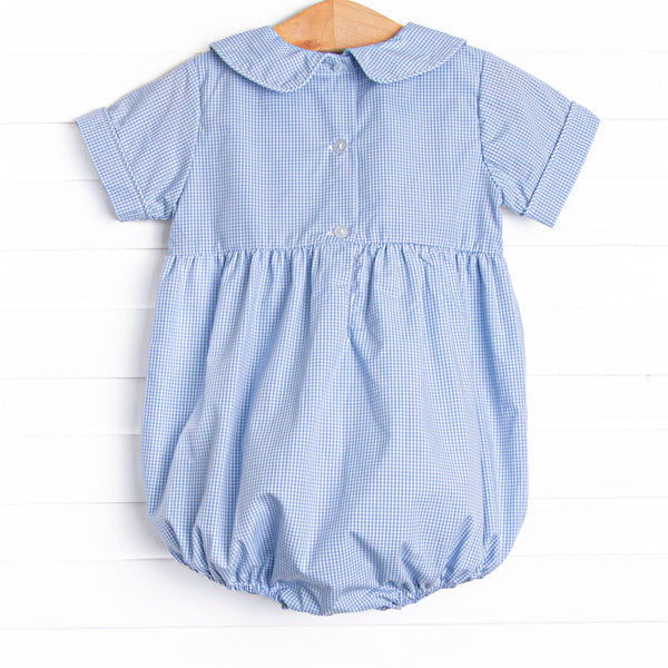 Charming Treats Smocked Bubble, Blue Gingham