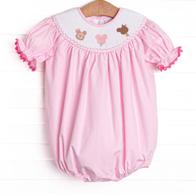 Charming Treats Smocked Bubble, Pink Gingham