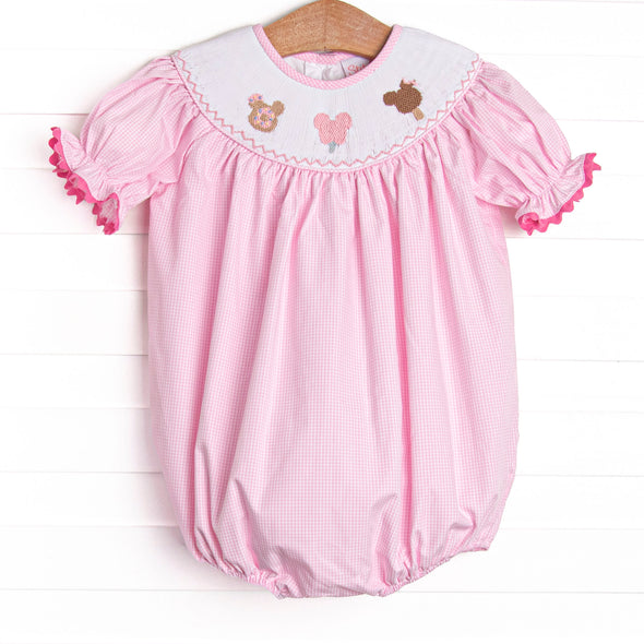 Charming Treats Smocked Bubble, Pink Gingham