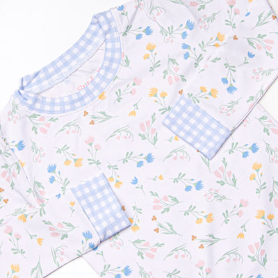 Penelope Petals Bamboo Pajama Set, Blue
