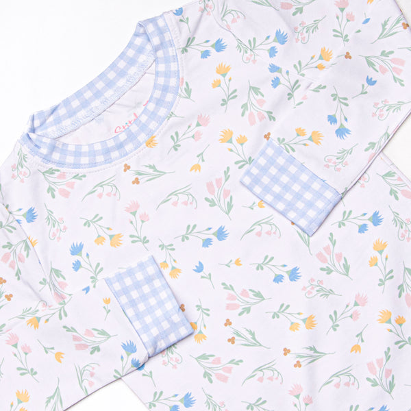 Penelope Petals Bamboo Pajama Set, Blue
