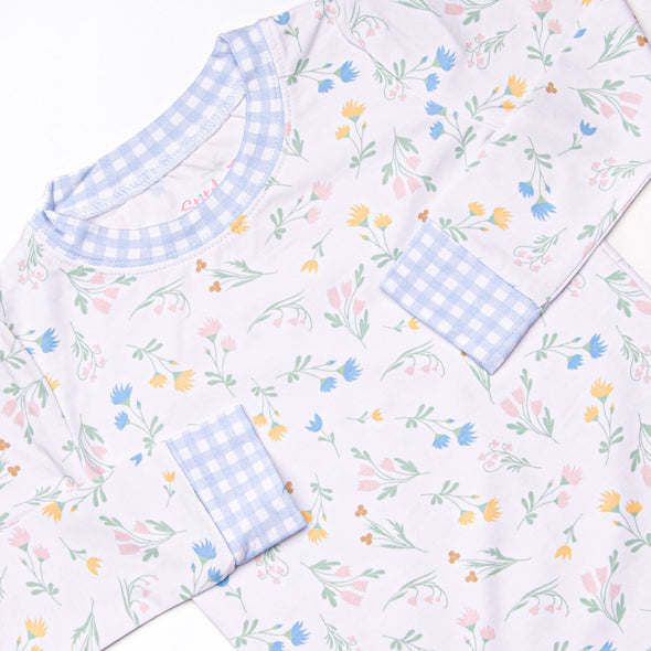Penelope Petals Bamboo Pajama Set, Blue